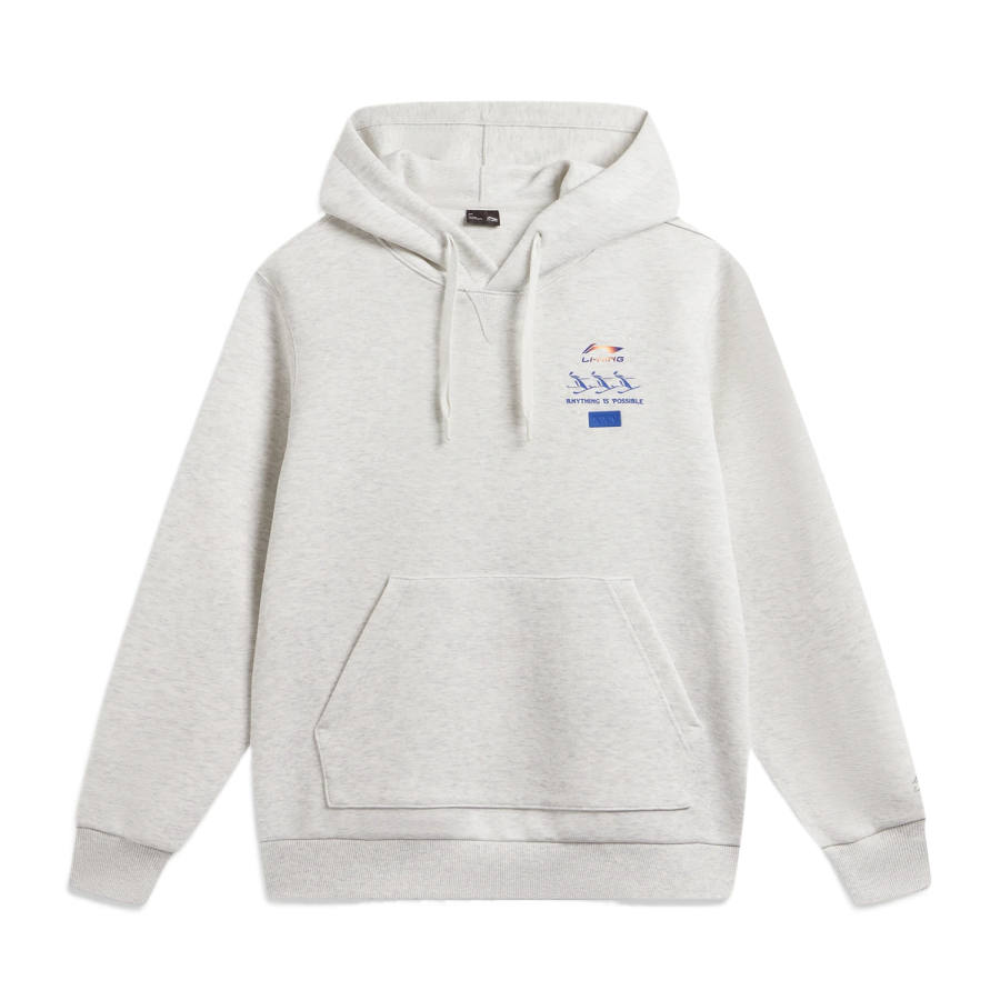 Li-Ning Li Ning Sports Life Collection Sweatshirts Men's Heather Gray Lime Hooded Non Detachable Moderate