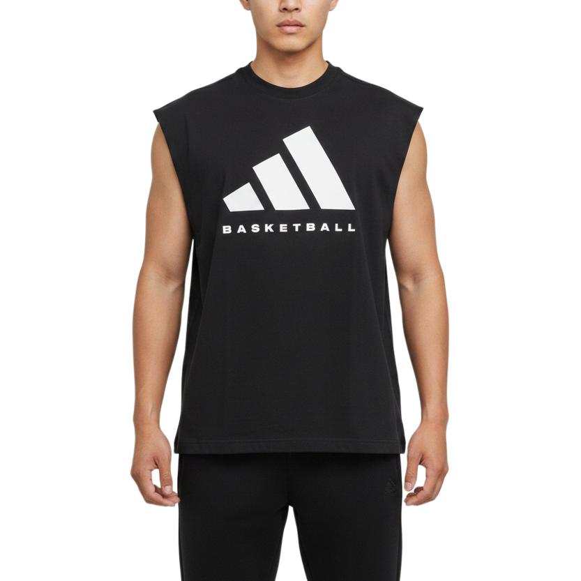 Adidas Adidas BASKETBALL Tank Tops Men's Black Crew Neck Moderate