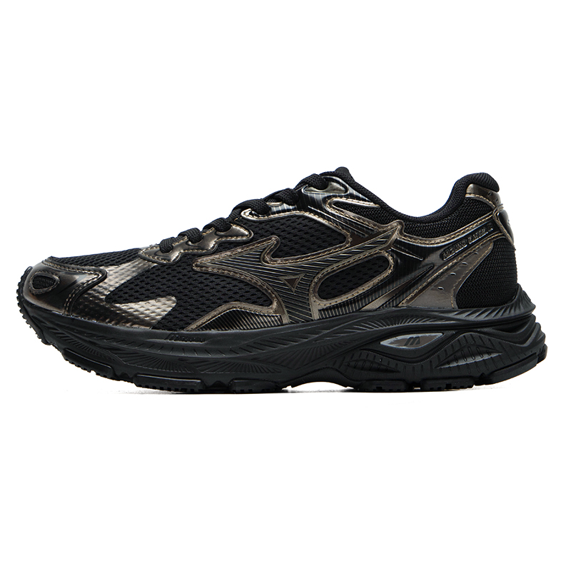 Mizuno Racer S Mesh Abrasion Resistant Breathable Low top Running Shoes Unisex Black Gold