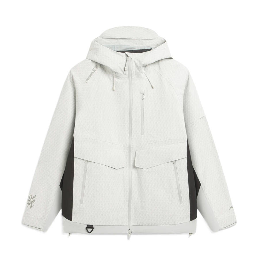 Li-Ning Li Ning Outdoor CF Tracing Windbreaker Jackets Men's Antarctic Gray All Over Print Hooded Non Detachable Moderate