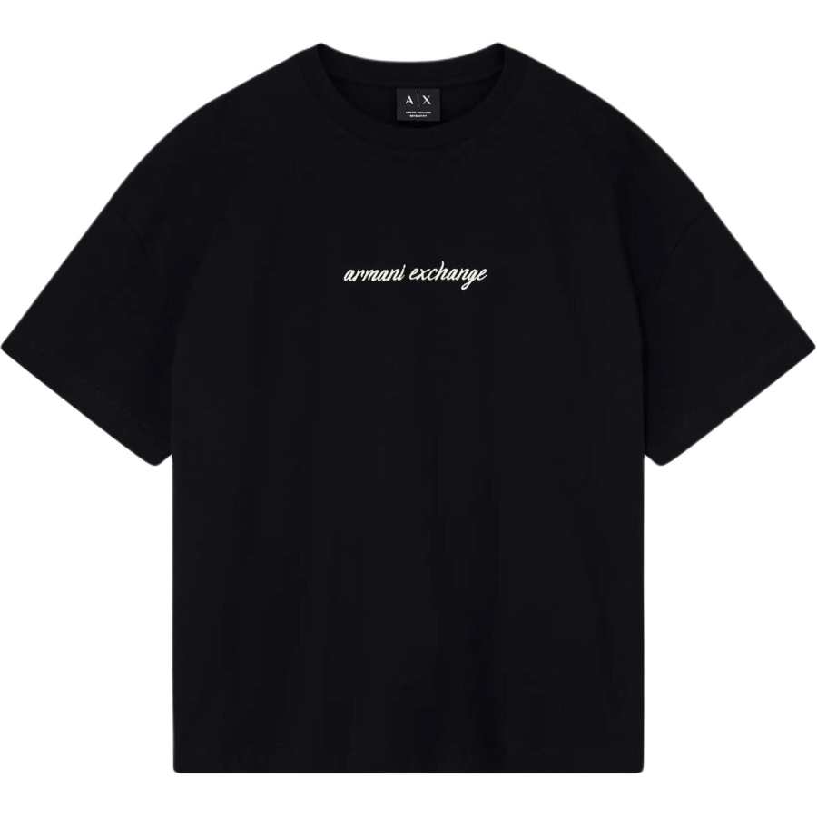 ARMANI EXCHANGE T Shirts Women's Black Crew Neck Moderate Straight Fit