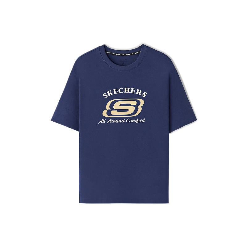 Skechers T Shirts Unisex Marine Blue 00DU Crew Neck Moderate