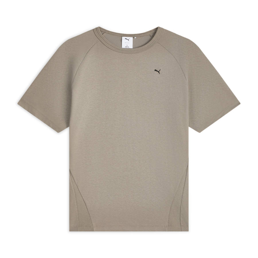 PUMA ESS ELEVATED T Shirts Unisex Taupe Gray Crew Neck Moderate Straight Fit