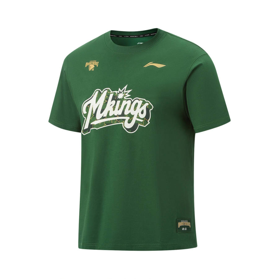 Li-Ning Li Ning Basketball Collection T Shirts Unisex Eden Green Crew Neck Moderate Straight Fit
