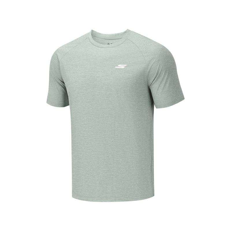 Skechers Basic Sports Collection T Shirts Men's Sand Stone 001C Crew Neck Moderate