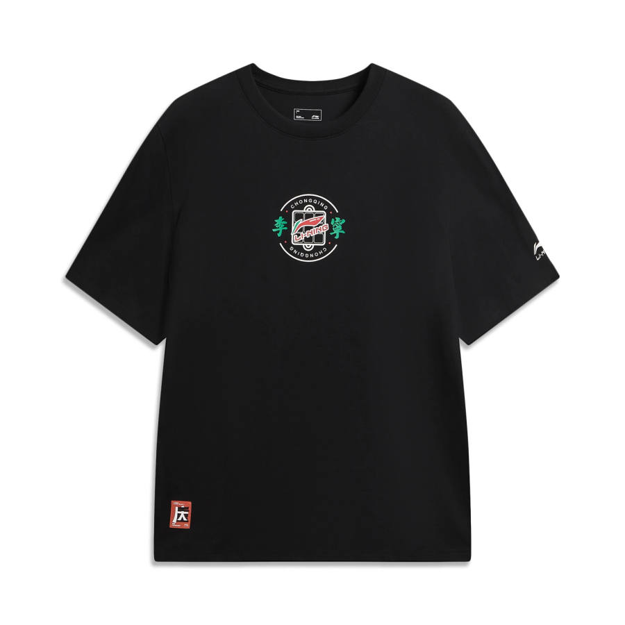 Li-Ning Li Ning Sports Life Collection T Shirts Unisex Black Crew Neck Moderate Straight Fit