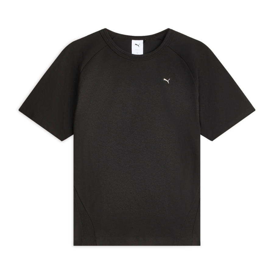 PUMA ESS ELEVATED T Shirts Unisex Black Crew Neck Moderate Straight Fit