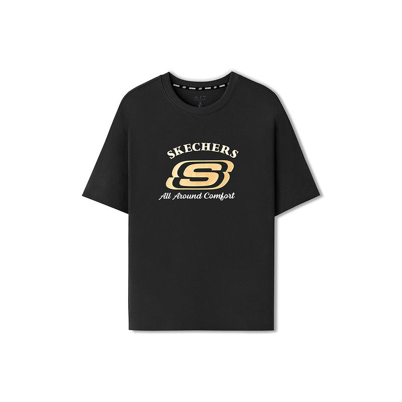 Skechers T Shirts Unisex Carbon Black 0018 Crew Neck Moderate