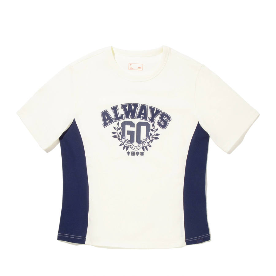 Li-Ning Li Ning T Shirts Women's Ecru Crew Neck Moderate