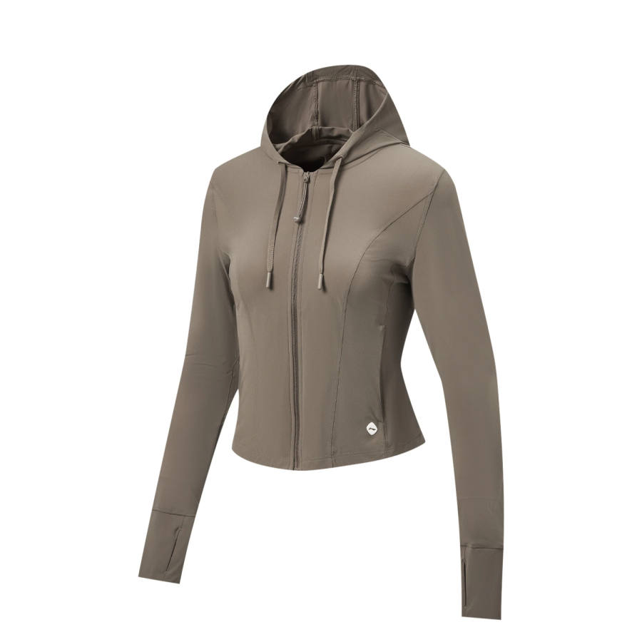 Li-Ning Li Ning Jackets Women's Brown Rock Brown Hooded Non Detachable Moderate Nipped In Waist