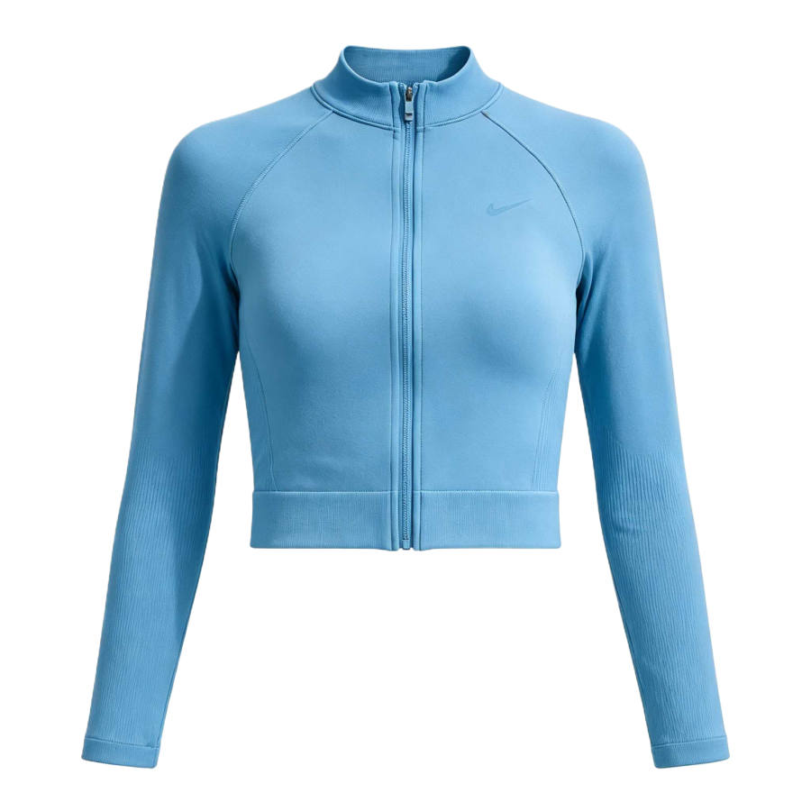 Nike Nike Pro Fitness Clothing Women's Work Blue Stand Collar Moderate