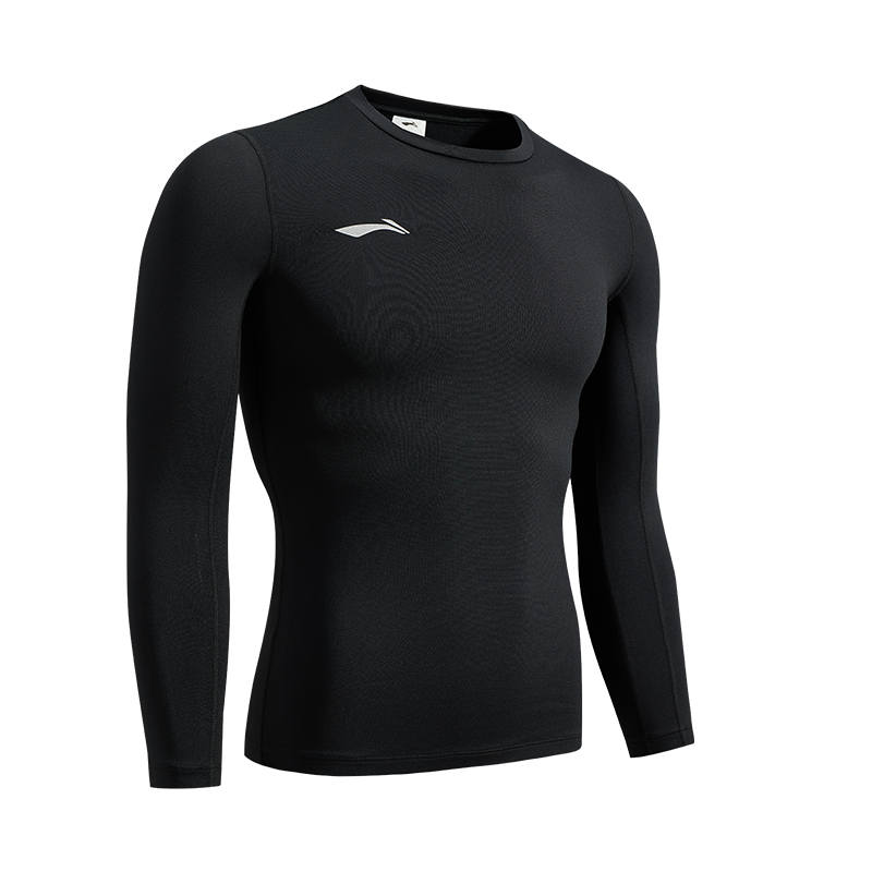 Li-Ning Li Ning Fitness Clothing Men's Black Crew Neck Thin Nipped In Waist