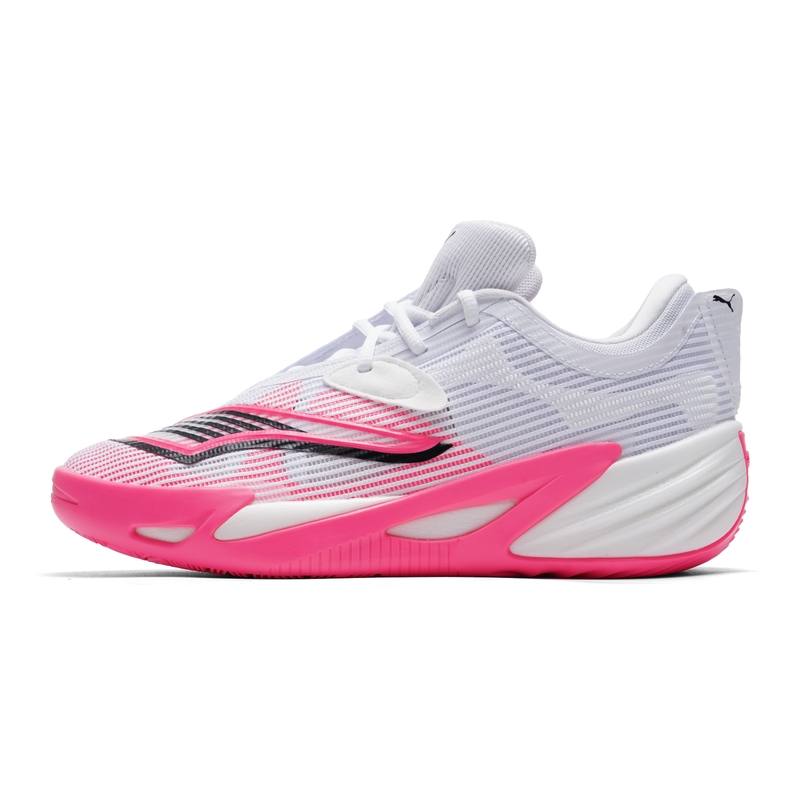 PUMA ALL PRO NITRO 2 Cushioning Slip Resistant Breathable Low top Basketball Shoes Men's White Black Pink