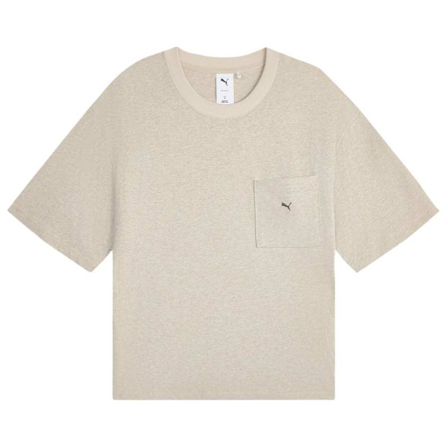 PUMA T Shirts Unisex Silver Mist Crew Neck Moderate