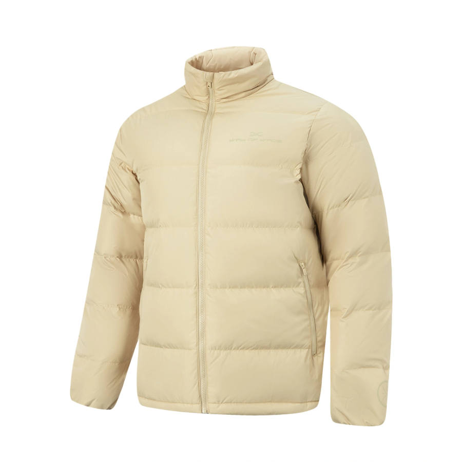 Li-Ning Li Ning Down Jackets Men's Plain Khaki Stand Collar Moderate