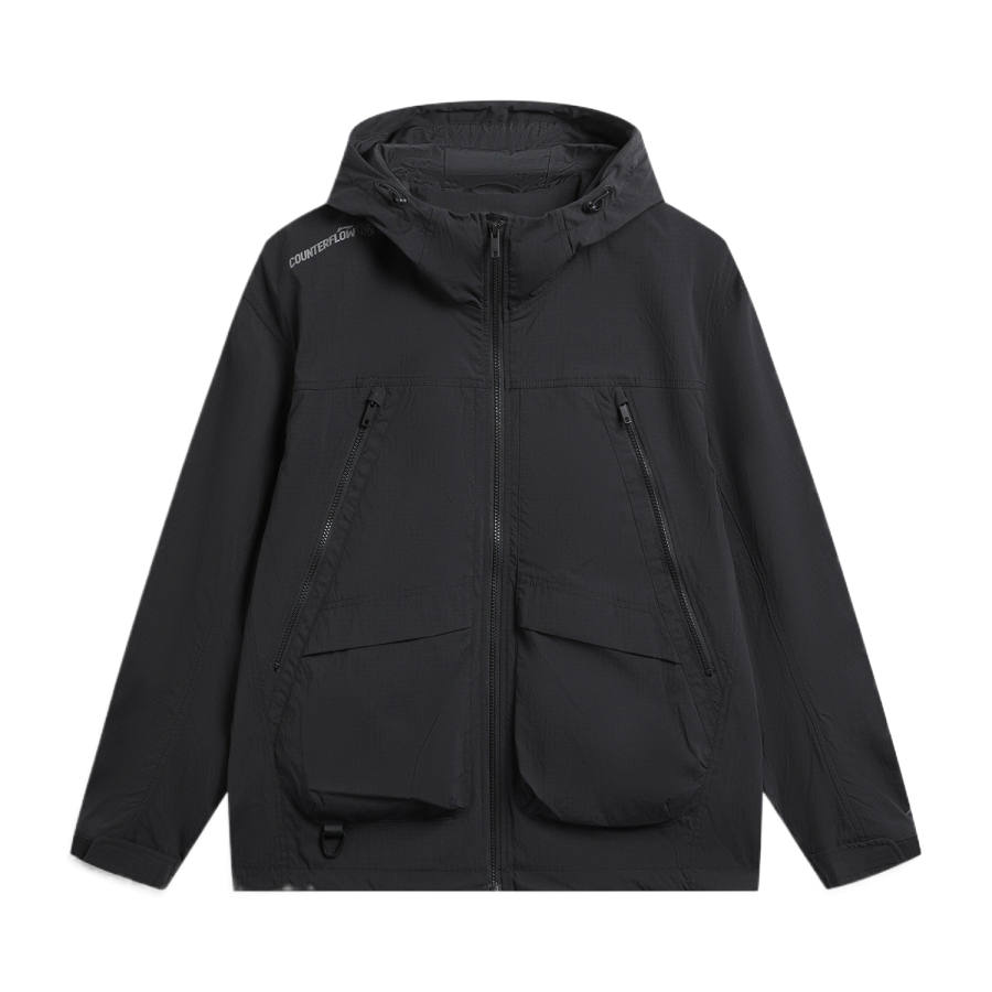 Li-Ning Li Ning Jackets Men's Black Hooded Non Detachable Moderate Straight Fit