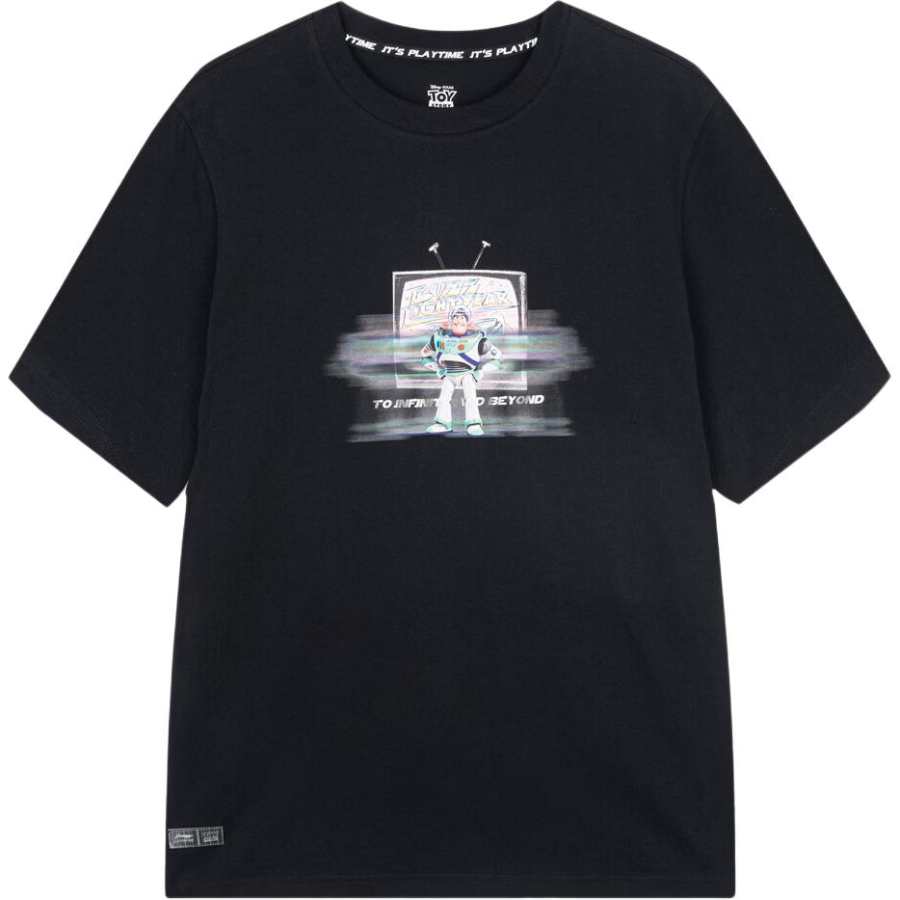 Li-Ning Li Ning Sports Trendy Collection T Shirts Men's Black Crew Neck Moderate Straight Fit