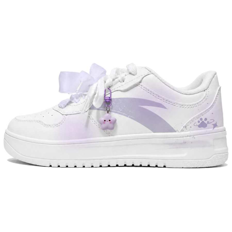 ANTA Easy Skateboard Shoes Women's Low Top White/Purple/Blue/Pink