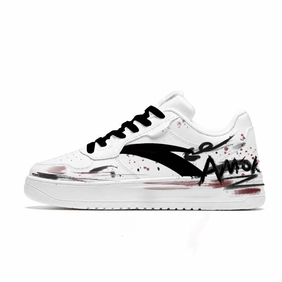 ANTA Easy Skateboard Shoes Men's Low Top Black/White