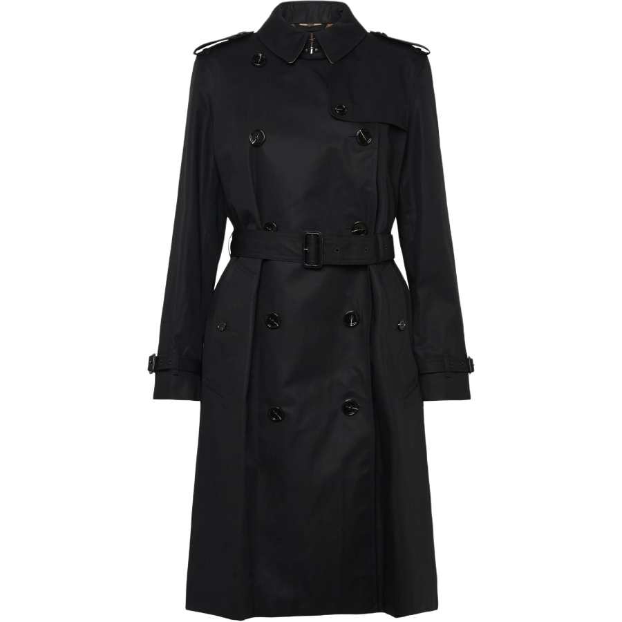 Burberry Trench Coats Women's Black Lapel Moderate Straight Fit