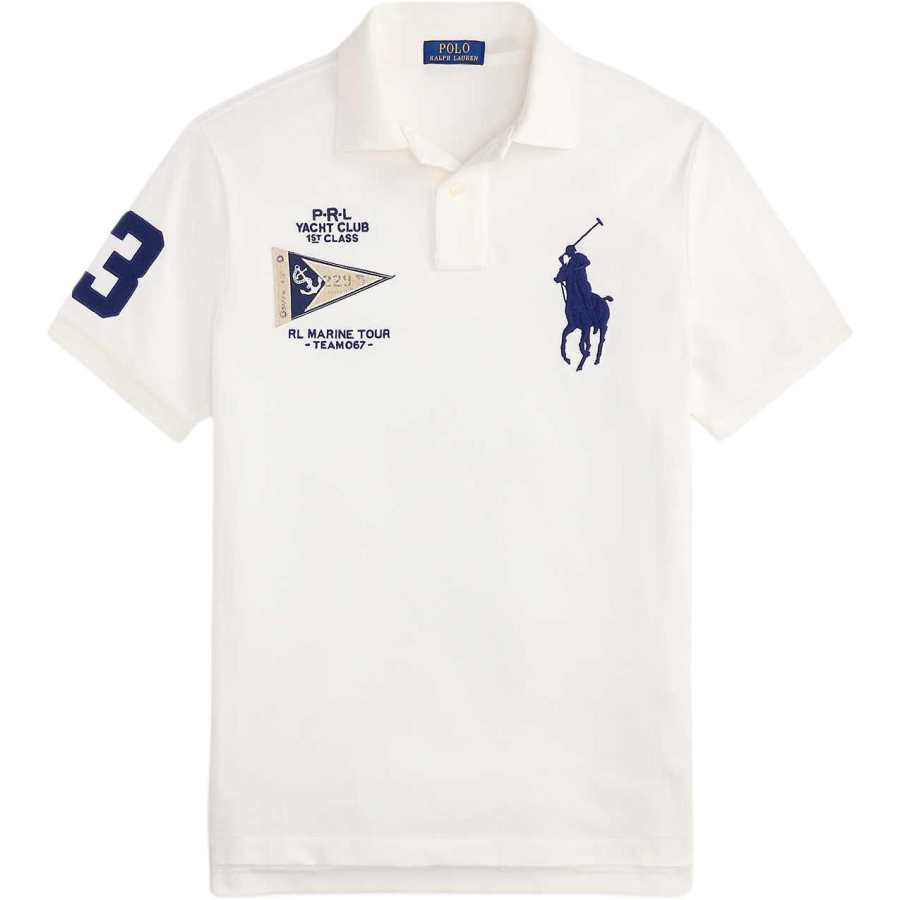 Polo Ralph Lauren Big Pony Polo Shirts Men's Nevis Island Ecru Polo Collar Moderate Nipped In Waist
