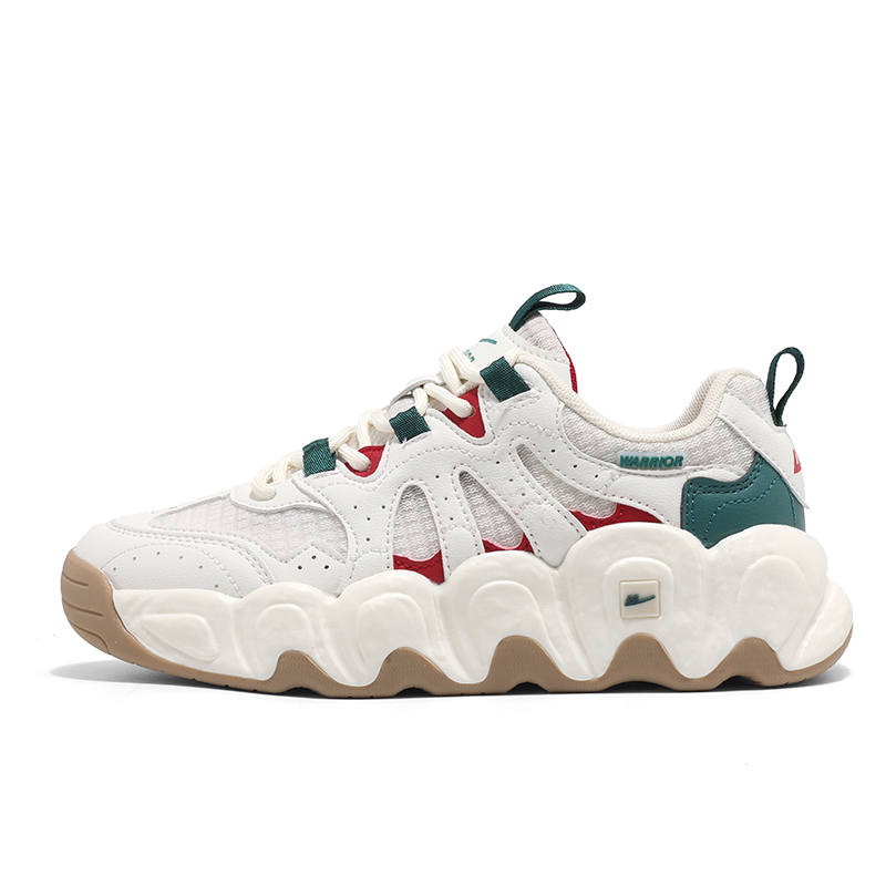 WARRIOR Chunky Sneakers Unisex Low Top Beige Green Red, Beige Pink Purple, Green