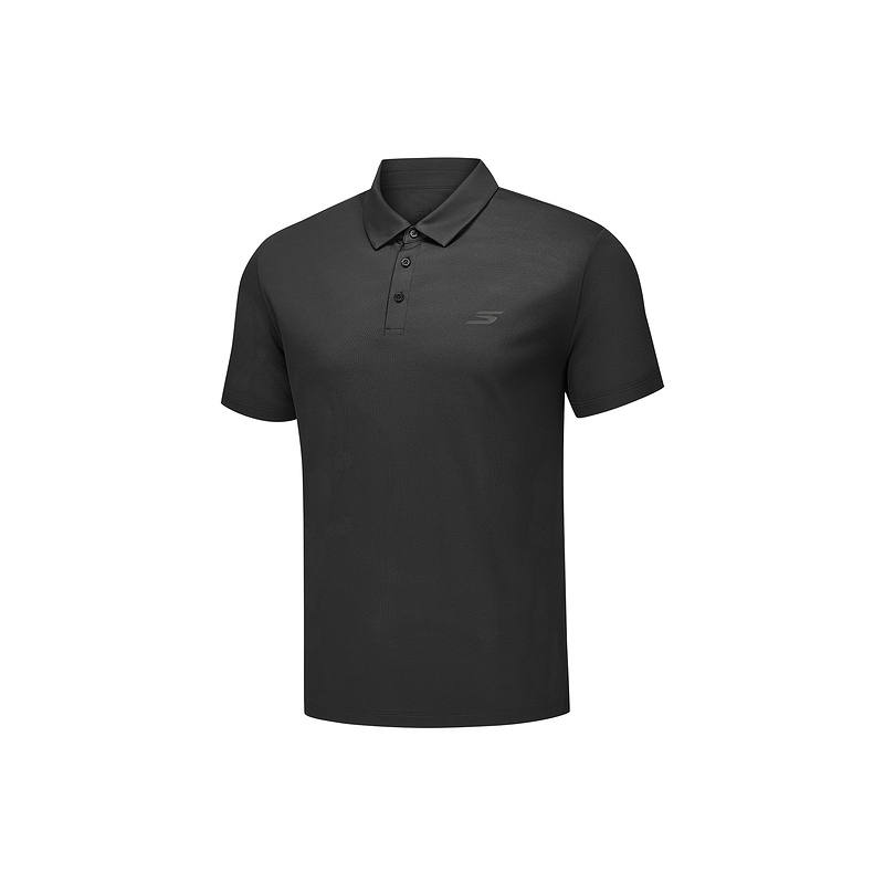 Skechers Basic Sports Collection Polo Shirts Men's Carbon Black 0018 Polo Collar Moderate