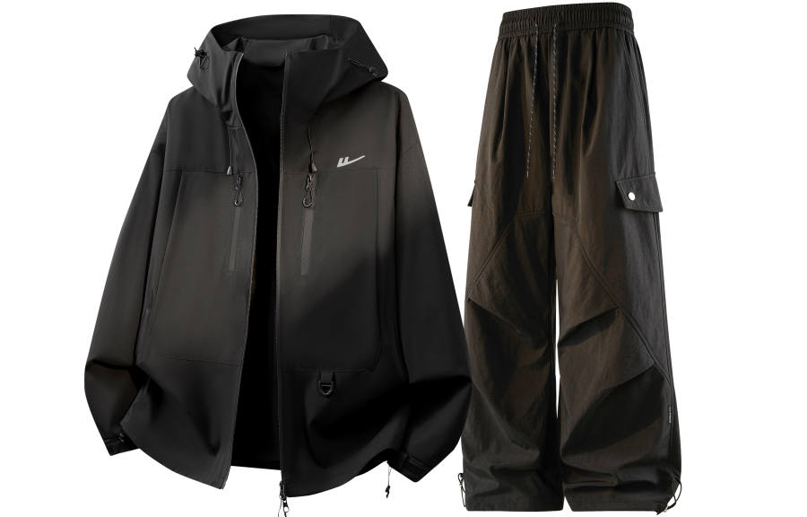 WARRIOR Windbreaker Jacket & Pants Sets Unisex Hooded Non Detachable Moderate