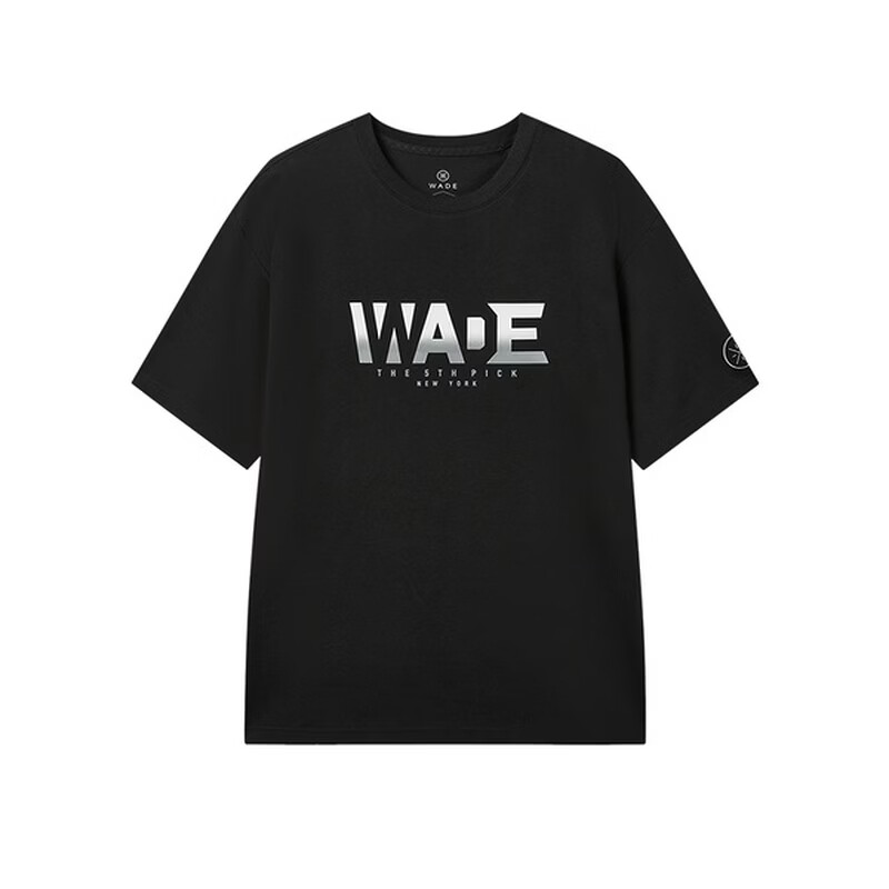 Li-Ning Li Ning T Shirts Men's Black Crew Neck Moderate Straight Fit