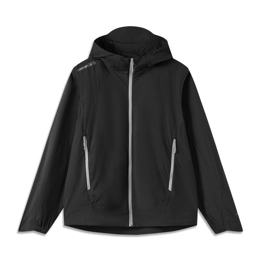 Li-Ning Li Ning Outdoor CF Tracing Trench Coats Unisex Black Hooded Non Detachable Moderate Straight Fit