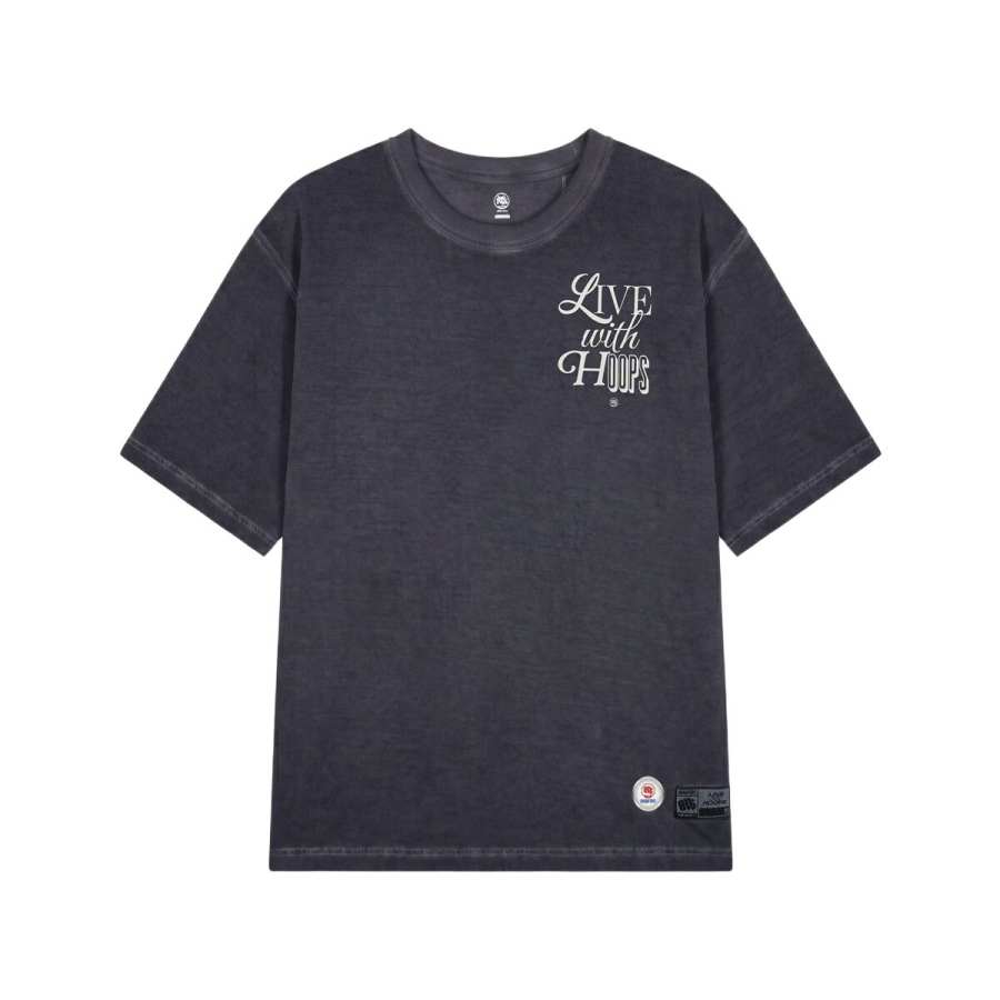 Li-Ning Li Ning T Shirts Men's Meteorite Gray Crew Neck Moderate Straight Fit