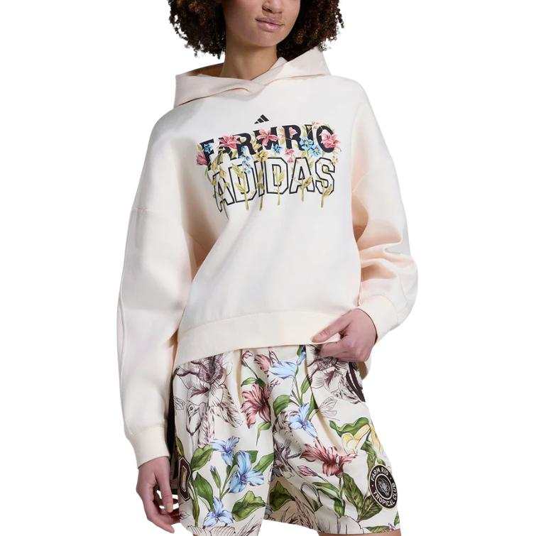 Adidas Adidas X Farm Rio Sweatshirts Women's Ecru Hooded Non Detachable Moderate