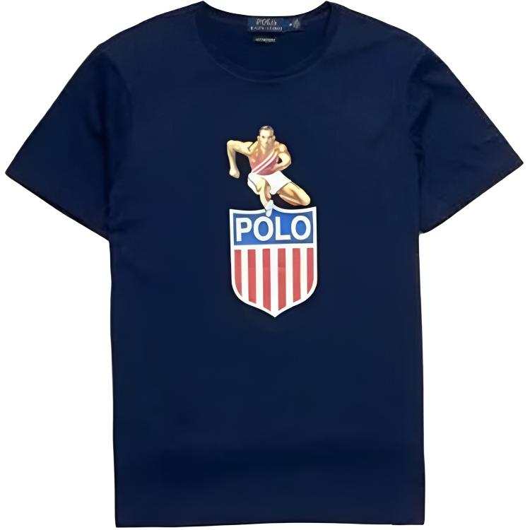 Polo Ralph Lauren T Shirts Men's Marine Blue Crew Neck Moderate Straight Fit