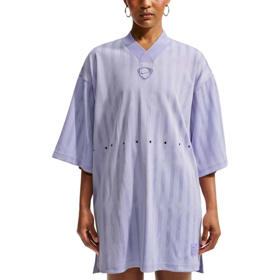 Nike Nike Short Sleeved Dresses Women's Light Purple Frosted V Neck Moderate Short Skirt
