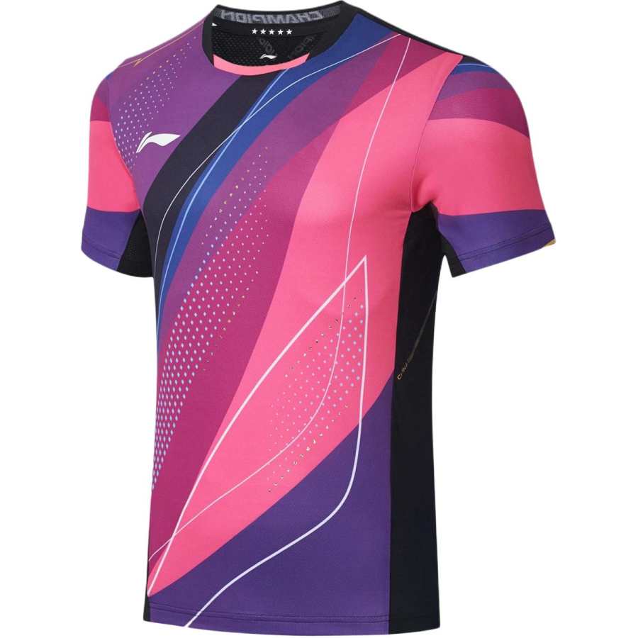 Li-Ning Li Ning Table Tennis Collection T Shirt Men's Fluorescent Lotus Pink