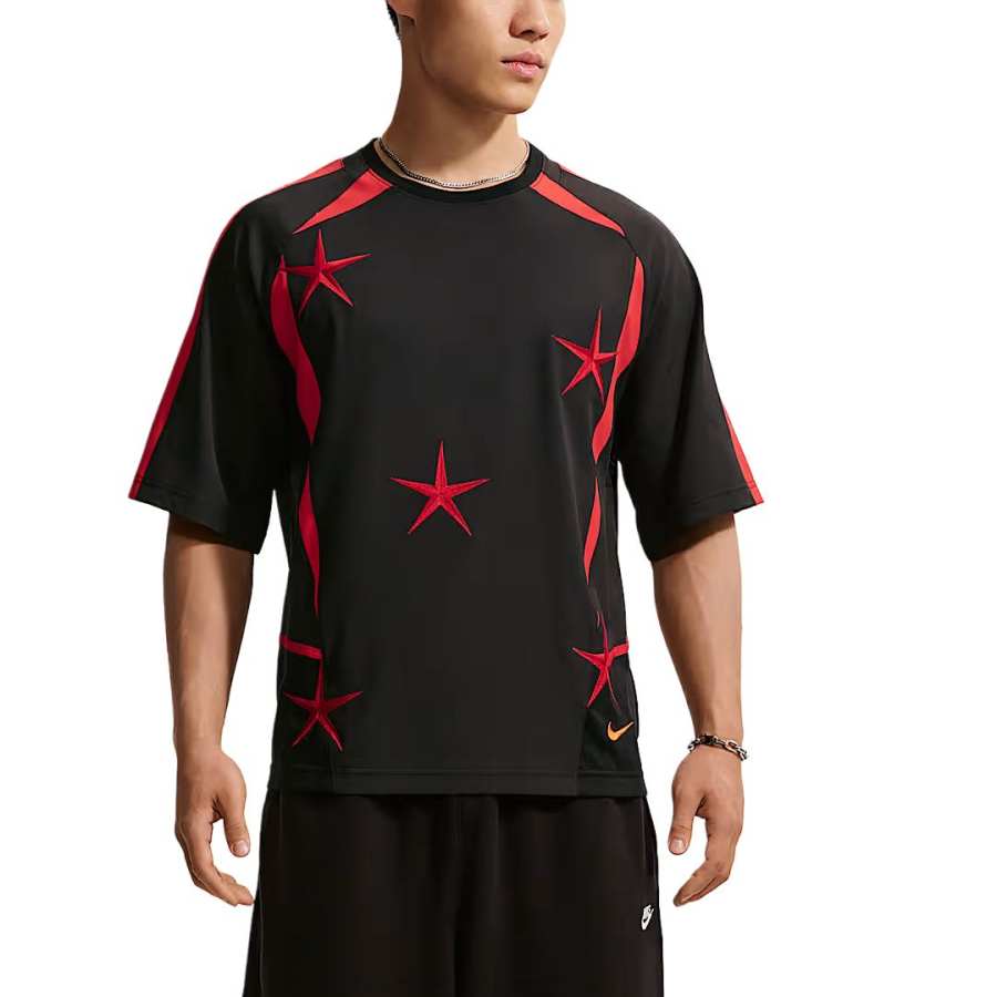Nike Nike T Shirts Men's Black/University Red/Safety Orange Crew Neck Moderate