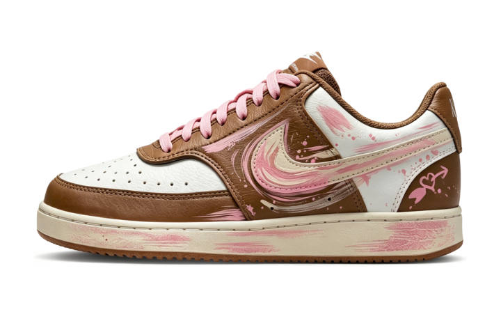 Nike Nike Court Vision Skateboard Shoes Women's Low Top Umber/Pink