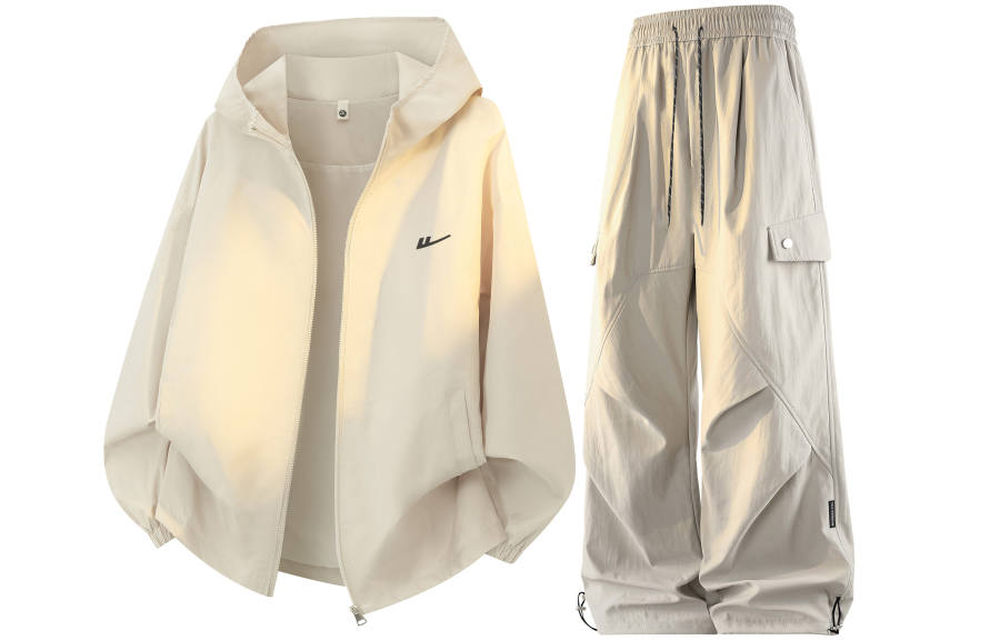 WARRIOR WARRIOR Windbreaker Jacket & Pants Sets Unisex Hooded Non Detachable Moderate