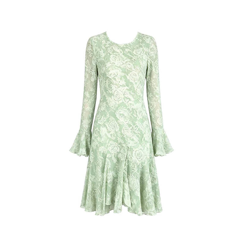 MARIE·COCO Long Sleeved Dresses Women's Dress Crew Neck Moderate Short Skirt A Line Skirt