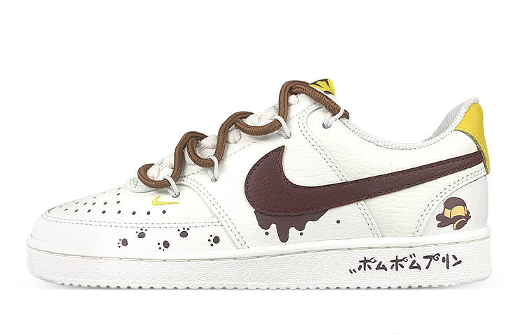 Nike Nike Court Vision 1 Skateboard Shoes Women's Low Top White/Brown/Yellow