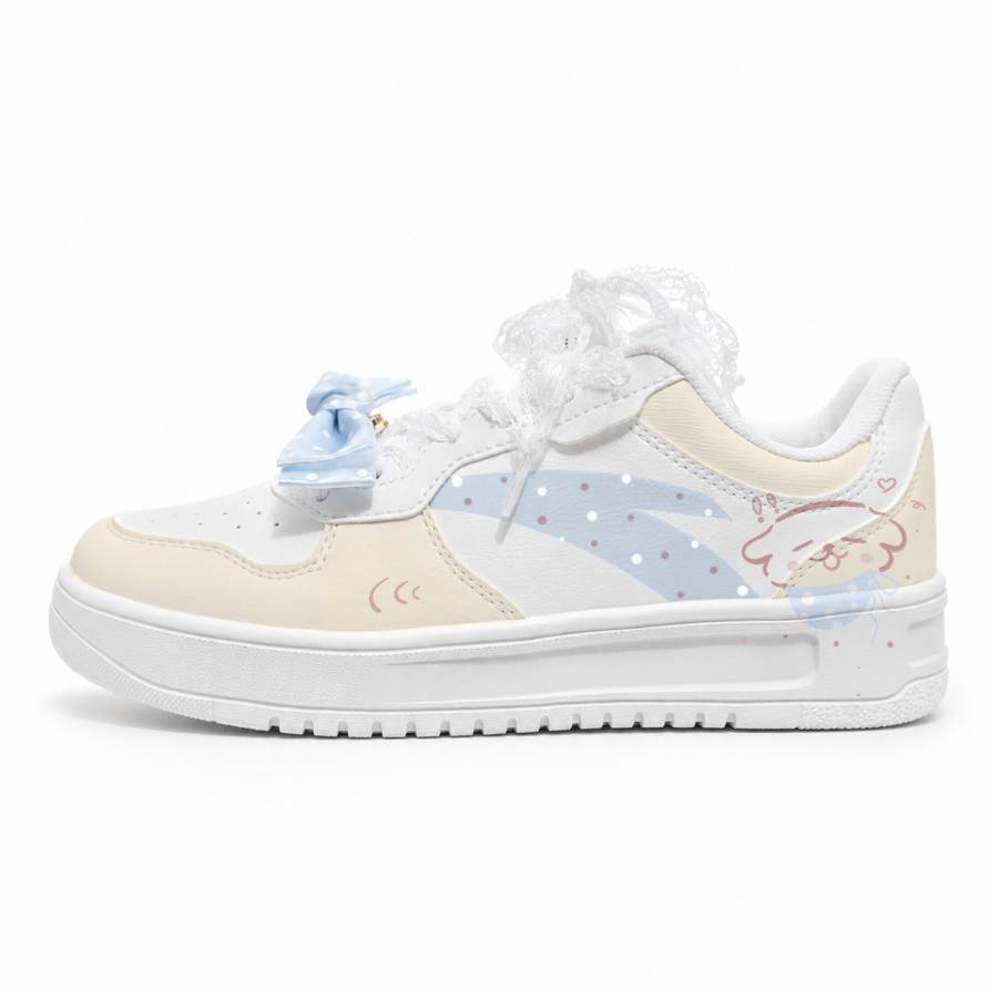 ANTA Easy Skateboard Shoes Women's Low Top White/Beige/Blue