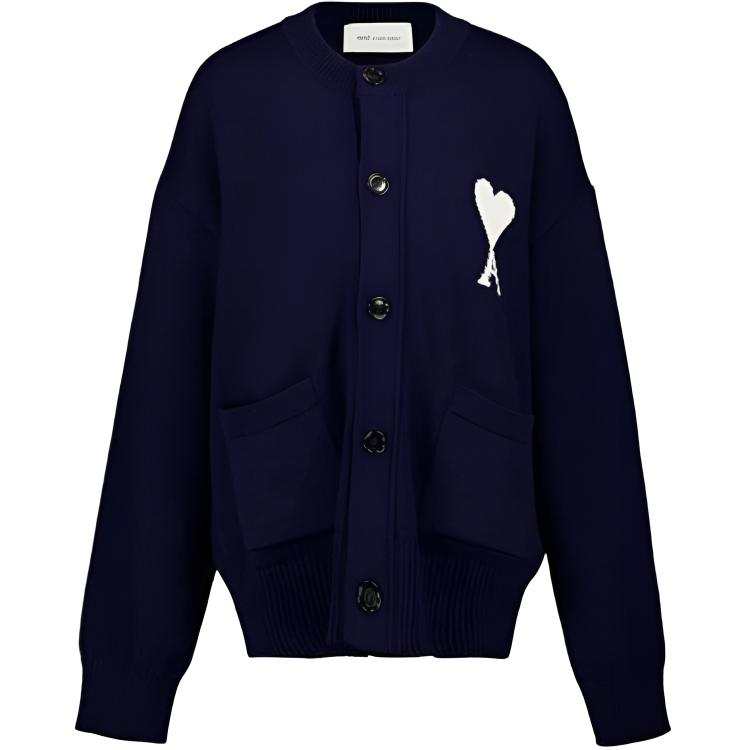 Amiparis Heart Logo Round-Neck Cardigan
