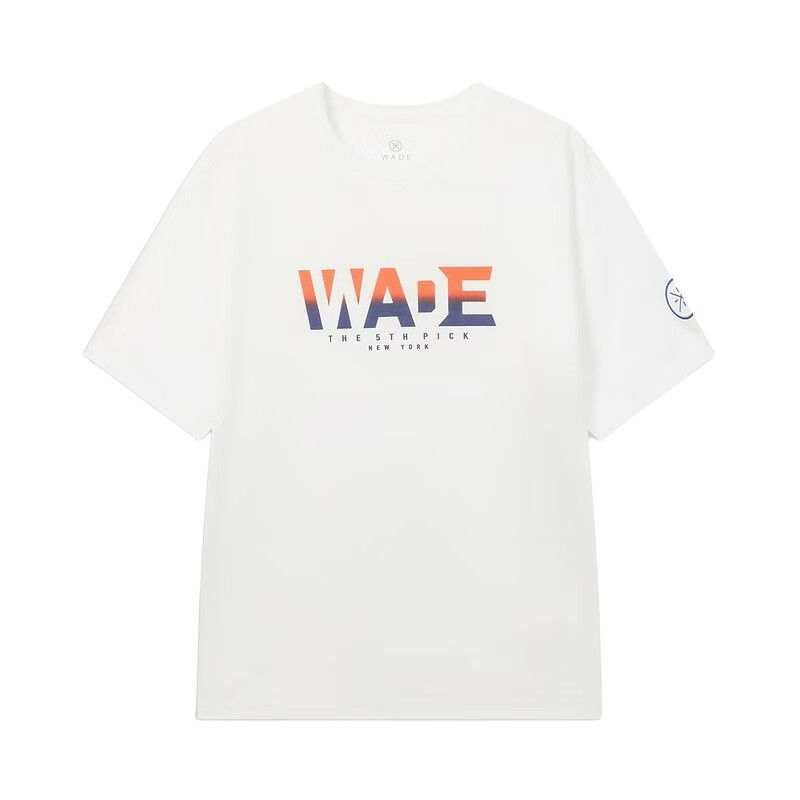 Li-Ning Li Ning T Shirts Men's White Crew Neck Moderate Straight Fit