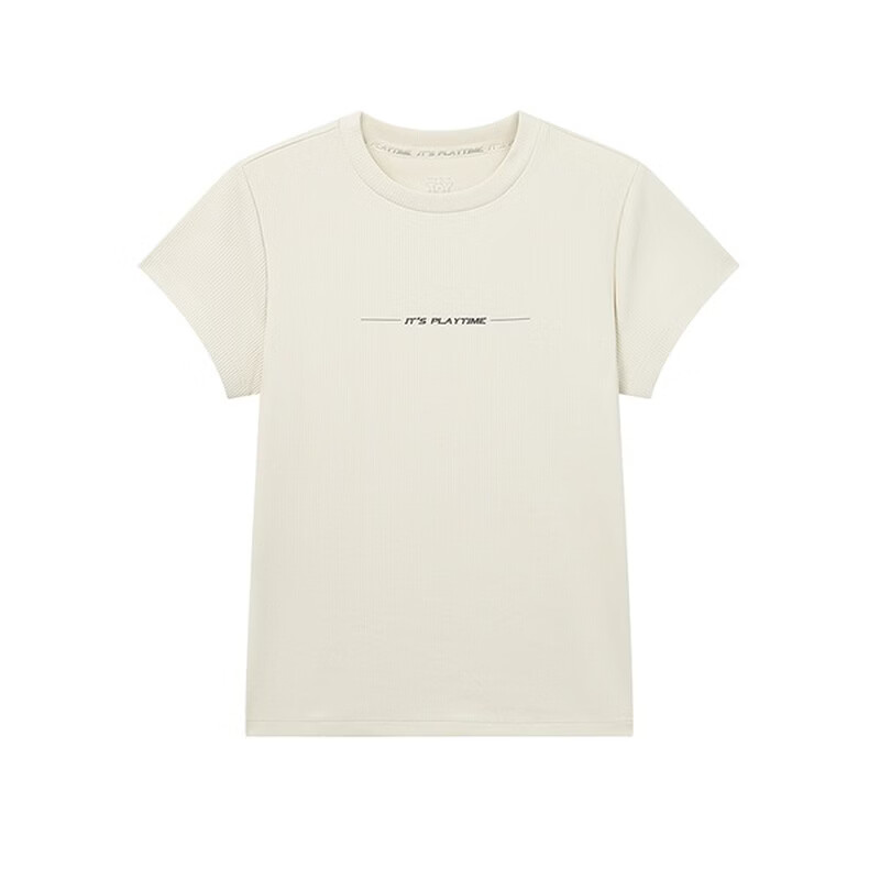 Li-Ning Li Ning T Shirts Women's Apricot Crew Neck Moderate Straight Fit