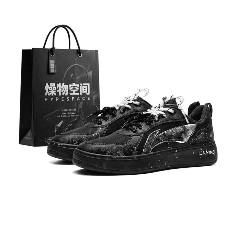 Li-Ning Li Ning Wheat Age Skateboard Shoes Men's Low Top Black/White