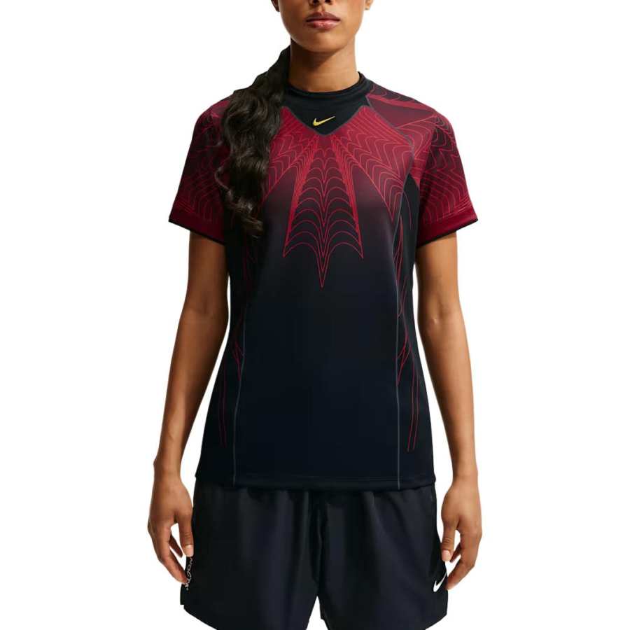Nike Nike X Nocta Swoosh T Shirts Women's Black/University Red/Sonic Yellow Crew Neck Moderate