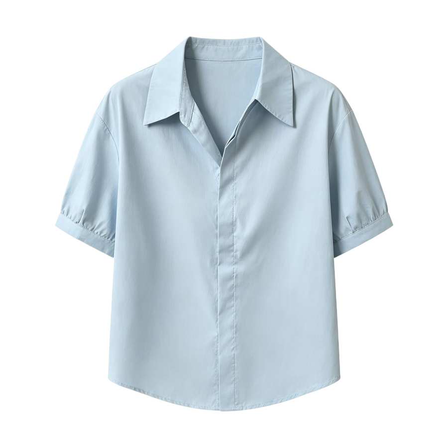 Sugarfunk Polo Shirts Women's Light Blue Polo Collar Thin Straight Fit