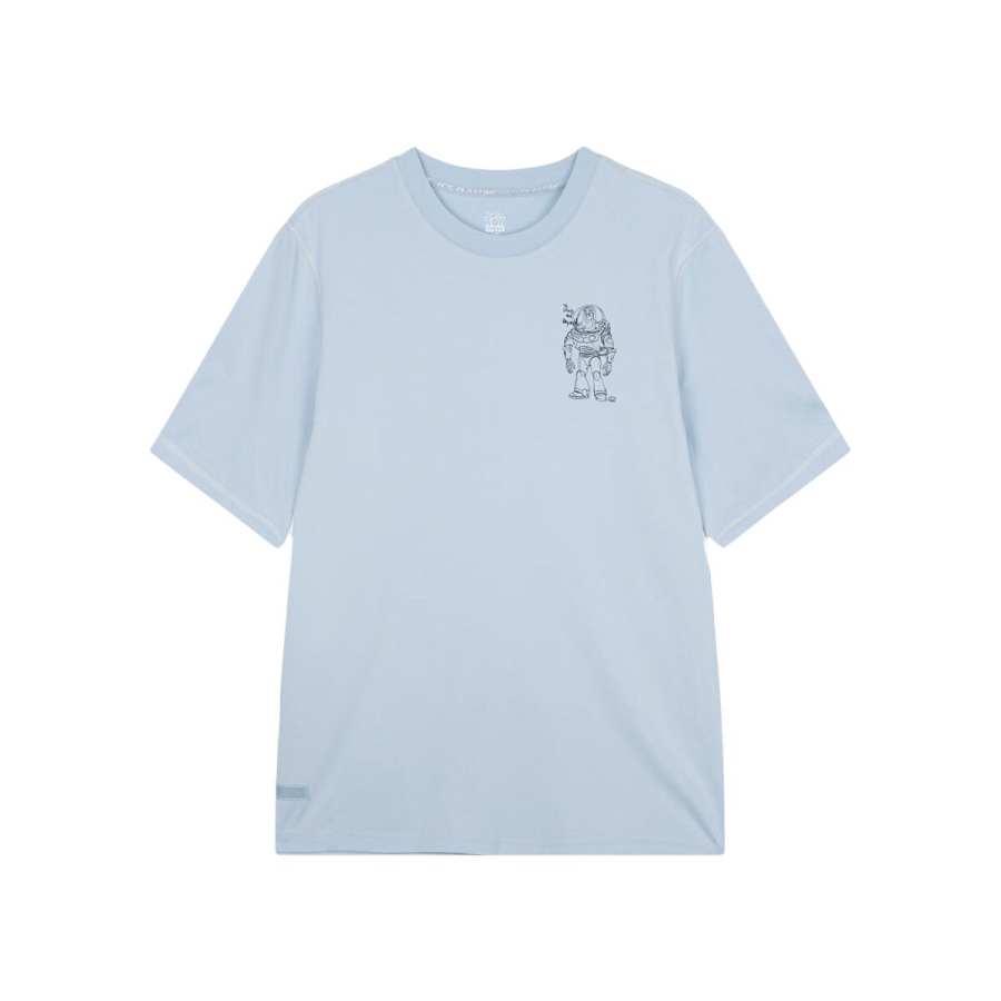 Li-Ning Li Ning Sports Trendy Collection T Shirts Men's Cloud Blue Crew Neck Moderate Straight Fit