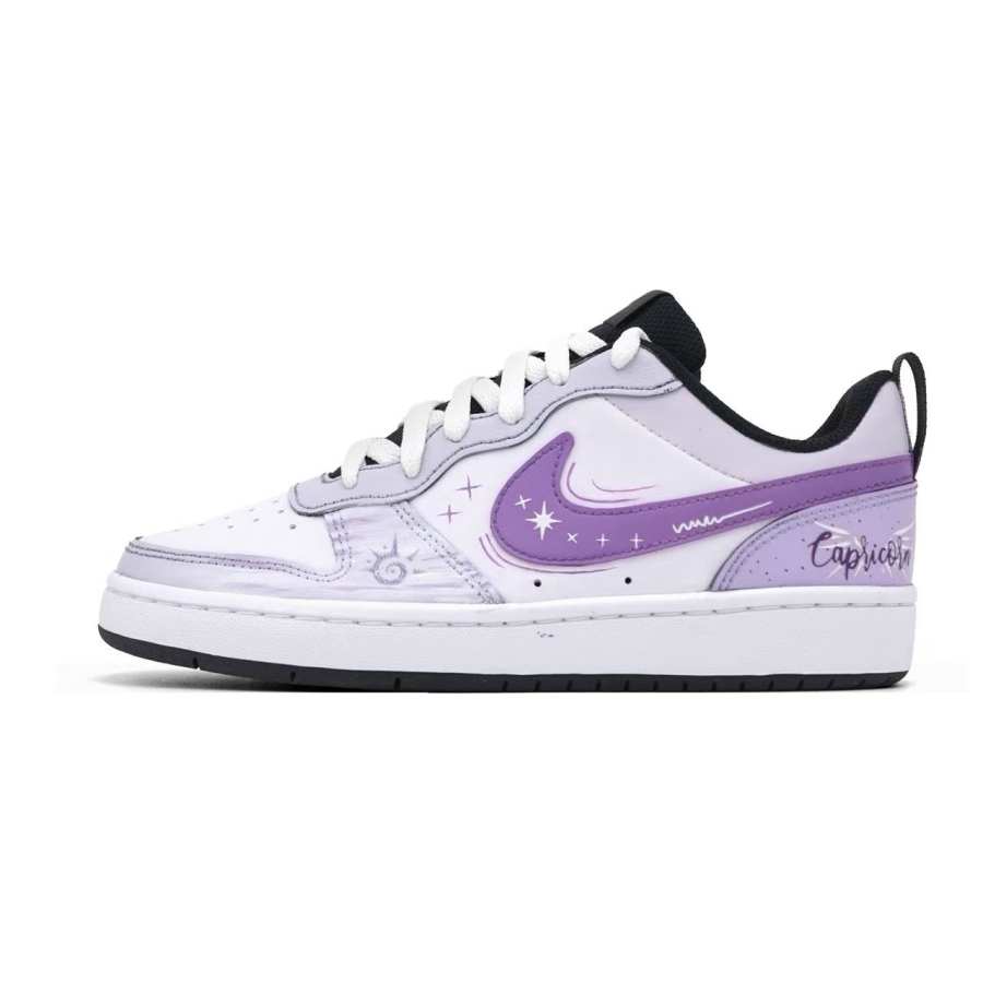 Nike Nike Court Borough Synthetic Leather Abrasion Resistant Low top Skateboard Shoes Women's Purple