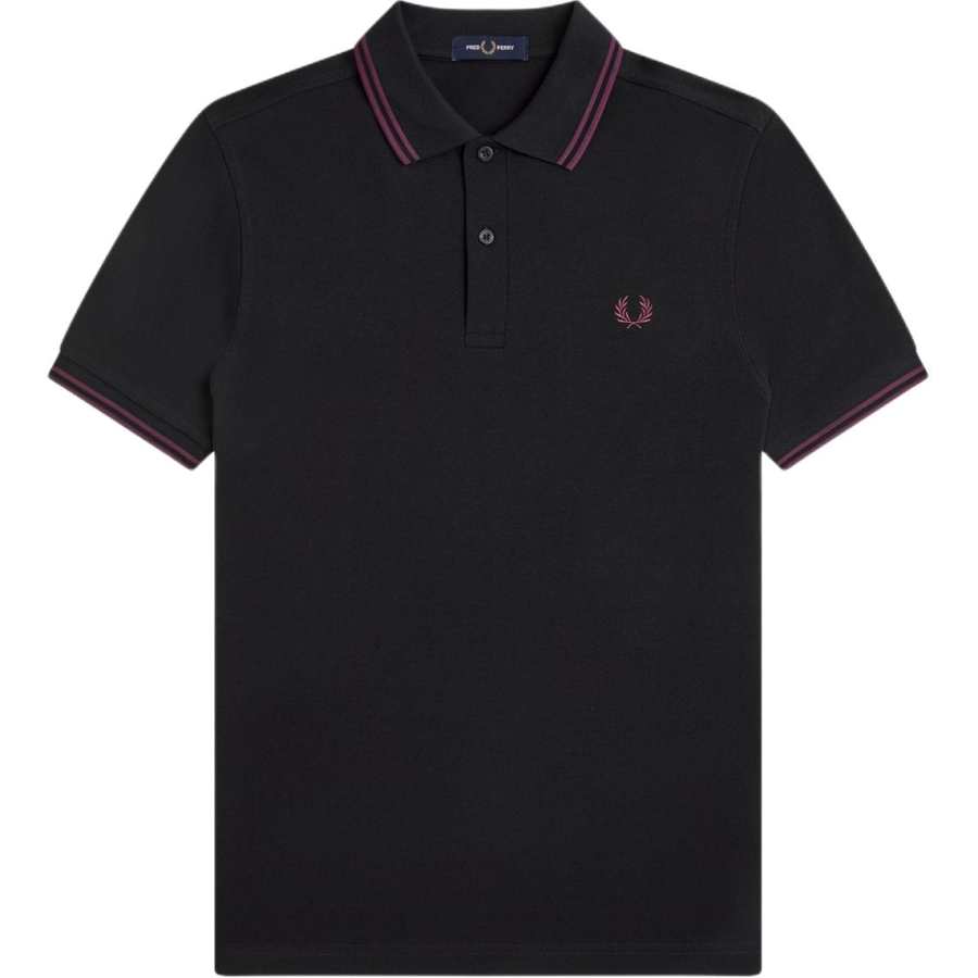 FRED PERRY Polo Shirts Men's Black Polo Collar Moderate Straight Fit